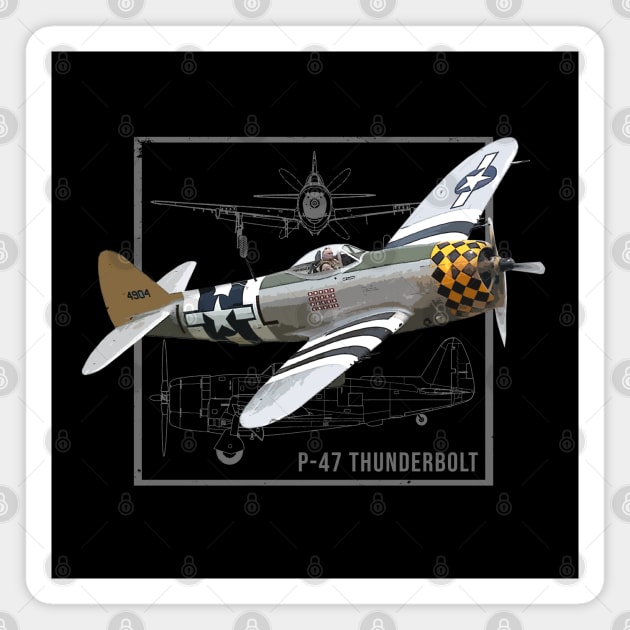 Republic P-47 Thunderbolt | WW2 Fighter Plane Magnet by Jose Luiz Filho